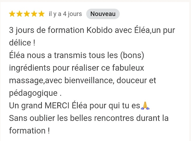 Avis Google sur la formation Kobido