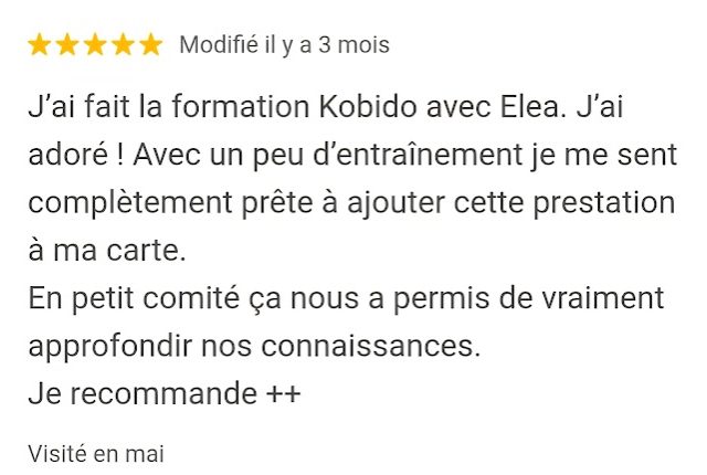 Avis Google sur la formation Kobido