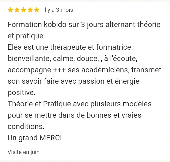 Avis Google sur la formation Kobido